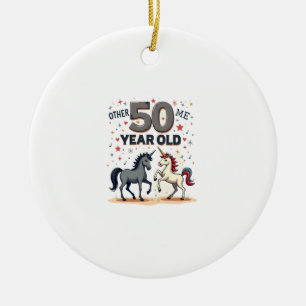 Funny 50th Birthday Unicorn Horse Vintage Graphic Ceramic Ornament