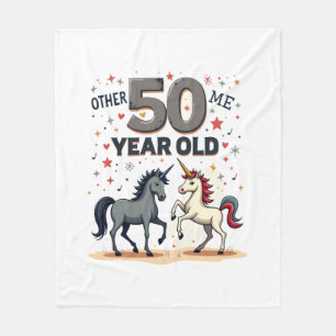 Funny 50th Birthday Unicorn Horse Vintage Graphic Fleece Blanket
