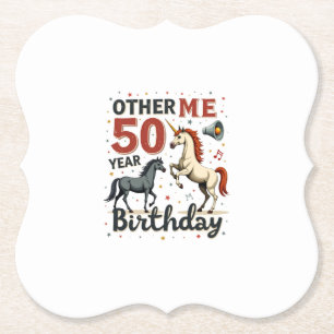 Funny 50th Birthday Unicorn Horse Vintage Graphic Paper Coaster