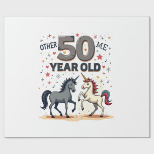 Funny 50th Birthday Unicorn Horse Vintage Graphic Wrapping Paper