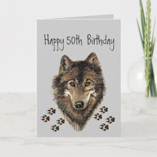 Funny, 50th Fifty Birthday Wolf, Wolves Card
