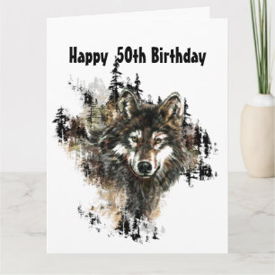 Funny, 50th Fifty Birthday Wolf, Wolves Card