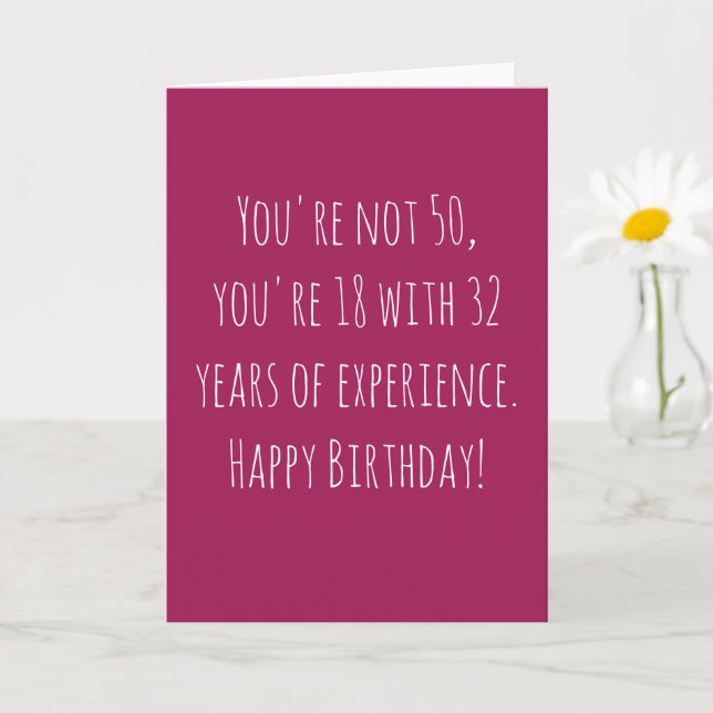 Funny 50th Text Based Birthday Card (Small Plant)