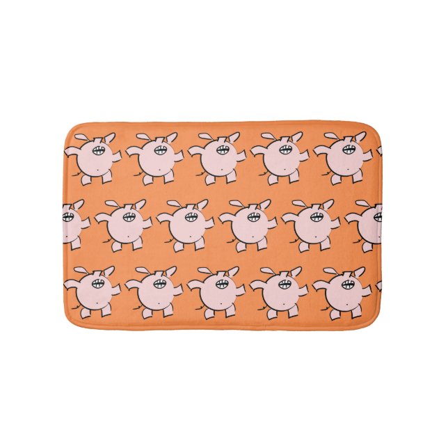 Funny 5 Cartoon Illustration Pig Choose Colour Bat Bath Mat (Front)