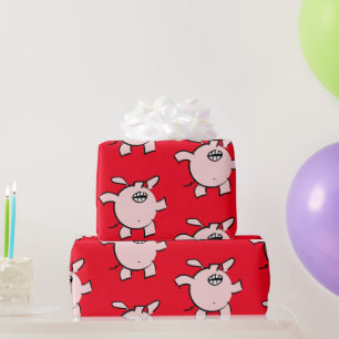 Funny 5 Cartoon Illustration Pig Choose Colour WP Wrapping Paper