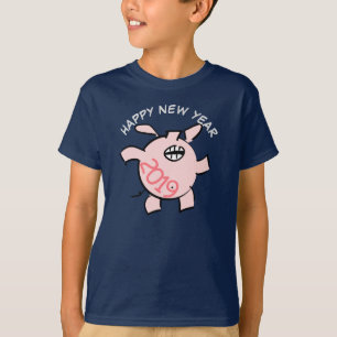 Funny 5 Cartoon Illustration Pig  Year 2019 Kids T T-Shirt