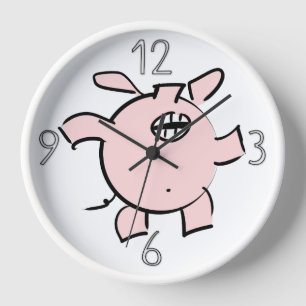 Funny 5 Cartoon Illustration Pig Year Birthday WC5 Clock