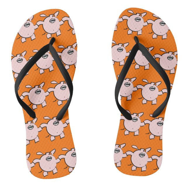 Funny 5 Cartoon Pig Choose Colour Women Flip Flop (Footbed)