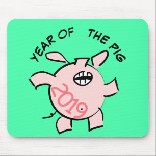 Funny 5 Cartoon Pig  Year 2019 Choose Colour Mouse Mouse Pad