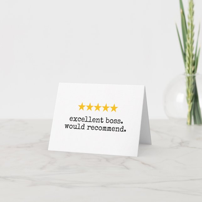 Funny 5-Star Boss Day Card "Excellent Boss (Front)