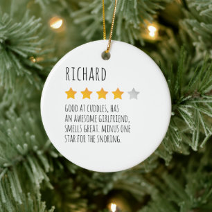 Funny 5 Star Review Custom Name for Boyfriend Ceramic Ornament