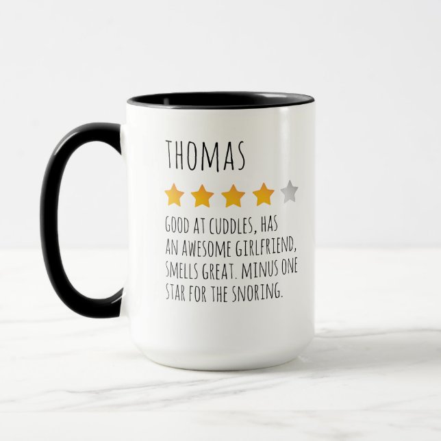 Funny 5 Star Review Custom Name Mug for Husband (Left)