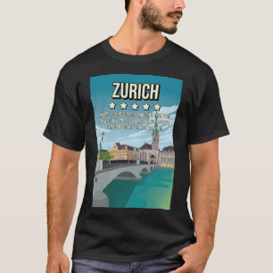 Funny 5 Star Review Zurich Vintage Minimal Travel  T-Shirt