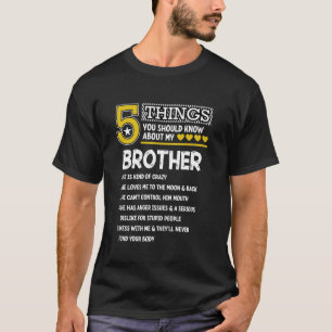 Funny 5 Things Brother Cool Family Matching Party T-Shirt