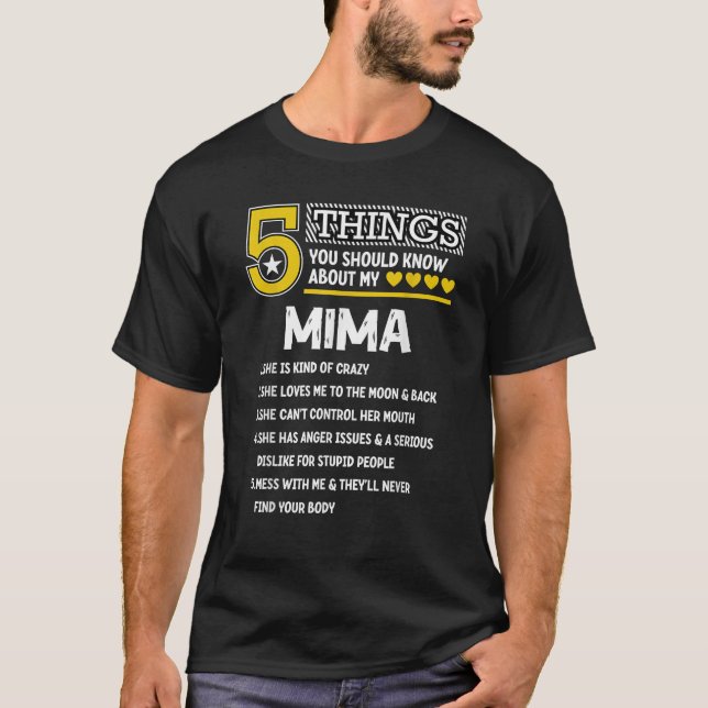 Funny 5 Things Mima Cool Family Matching Party  T-Shirt (Front)