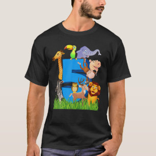 Funny 5Th Birthday Gift Cute 5 Years Old Safari T-Shirt