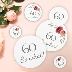 Funny 60 So What Watercolor Floral 60th Birthday Confetti