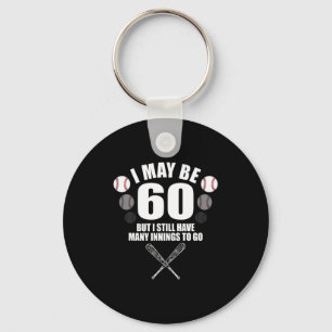 Funny 60th Birthday Baseball Fan 60 Year Old Birth Key Ring