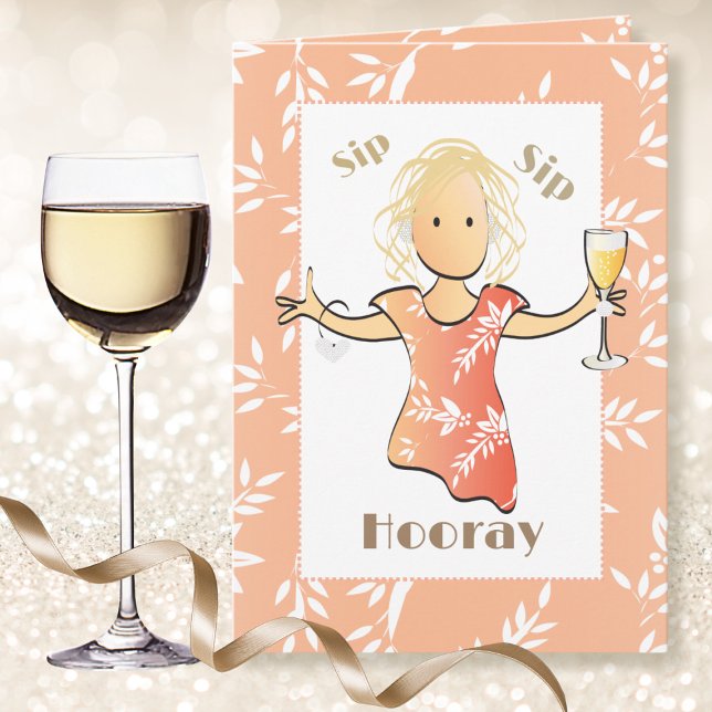 Funny 60th Birthday Female Cartoon Champagne Toast Card (Creator Uploaded)