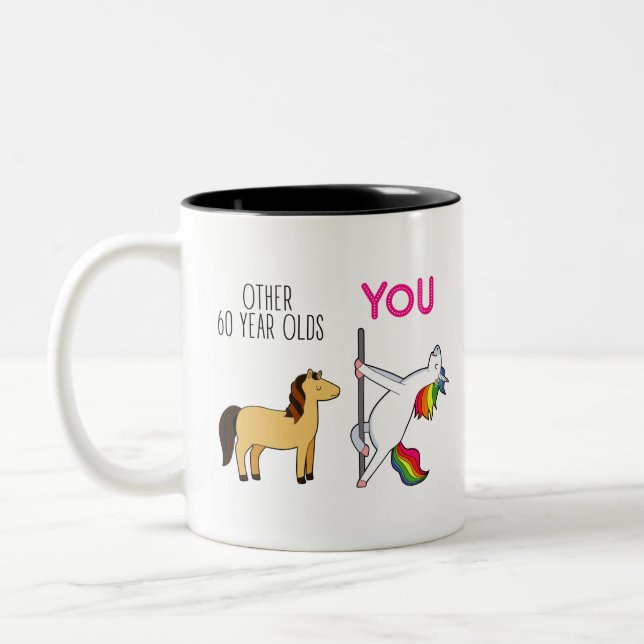 Funny 60th Birthday Gift for Women Mum Friend Two-Tone Coffee Mug (Left)