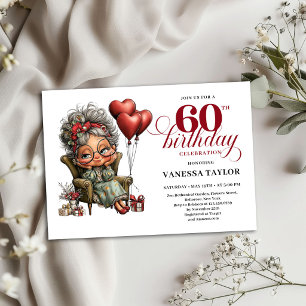 Funny 60th Birthday Invitation Old Woman Theme