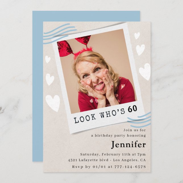 Funny 60th birthday invitations Photo Look who's  (Front/Back)