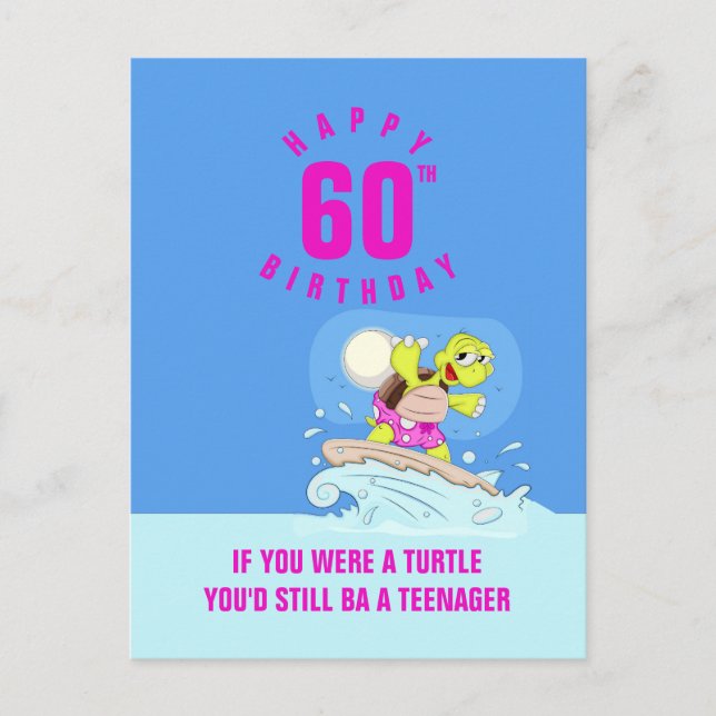Funny 60th birthday quote turtle card (Front)