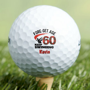 Funny 60th Gift for Coworker - Red Tartan Golf Balls
