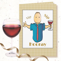 Funny 60th Male Cartoon Wine Toast Sweet Birthday