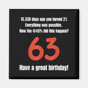 Funny 63rd Birthday Quotes Birthday Celebration Magnet