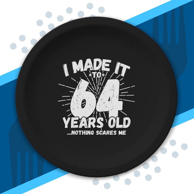 Funny 64th Birthday Quote Sarcastic 64 Year Old Paper Plate (Creator Uploaded)