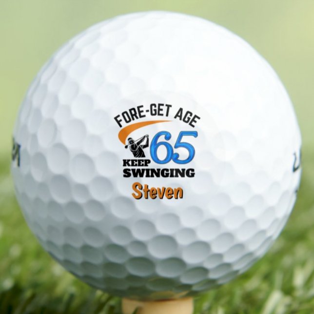 Funny 65th Birthday Golfer Joke Gift Idea Golf Balls (Creator Uploaded)