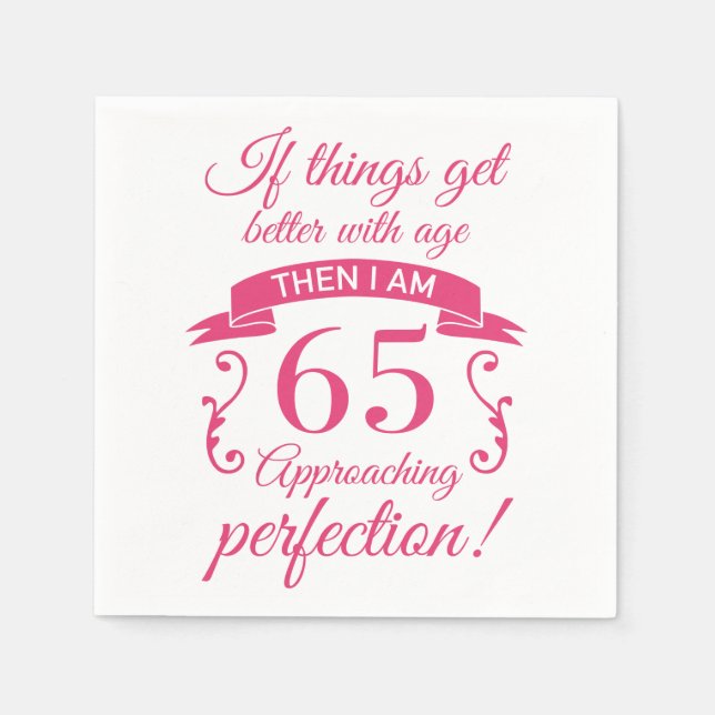 Funny 65th Birthday 'Perfection' Napkin (Front)