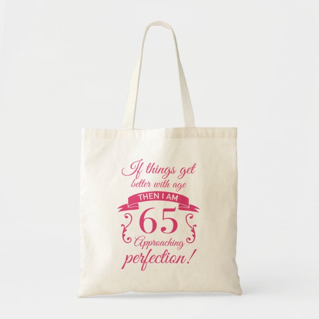 Funny 65th Birthday 'Perfection' Tote Bag (Front)