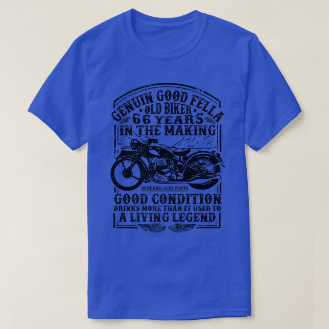 Funny 66 Years Old Biker Retro Style Classic Motor T-Shirt (Design Front)