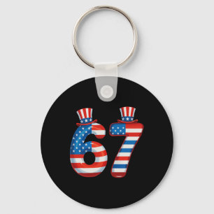 Funny 67 American Flag Meme Six Seven Gen Alpha Sl Key Ring