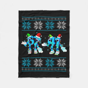 Funny 67 And 41 Christmas Ugly Sweater For Boys Ki Fleece Blanket