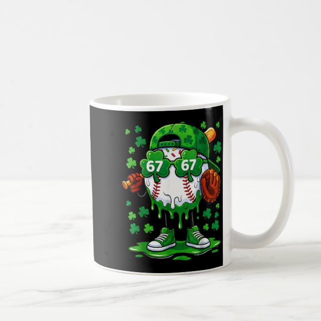 Funny 67 baseball drip st patricks day shamrock coffee mug (Right)