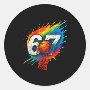 Funny 67 Basketball Six Seven 6 7 Meme 67 Classic Round Sticker