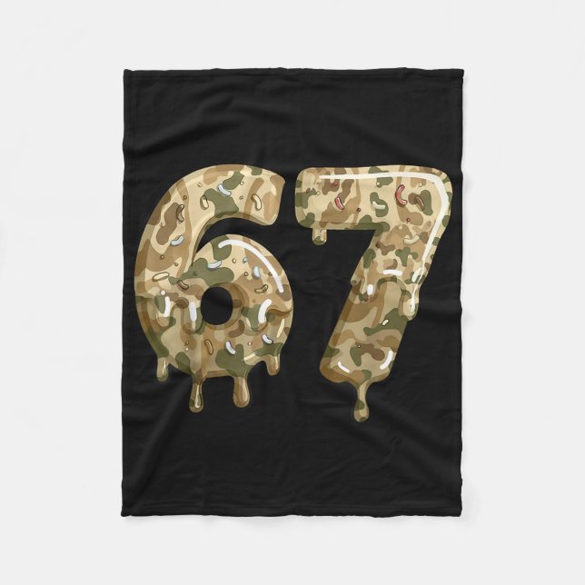 Funny 67 Camo Drip Meme Six Seven Alpha Slang  Fleece Blanket (Front)