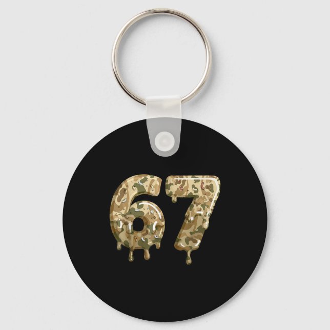 Funny 67 Camo Drip Meme Six Seven Alpha Slang  Key Ring (Front)
