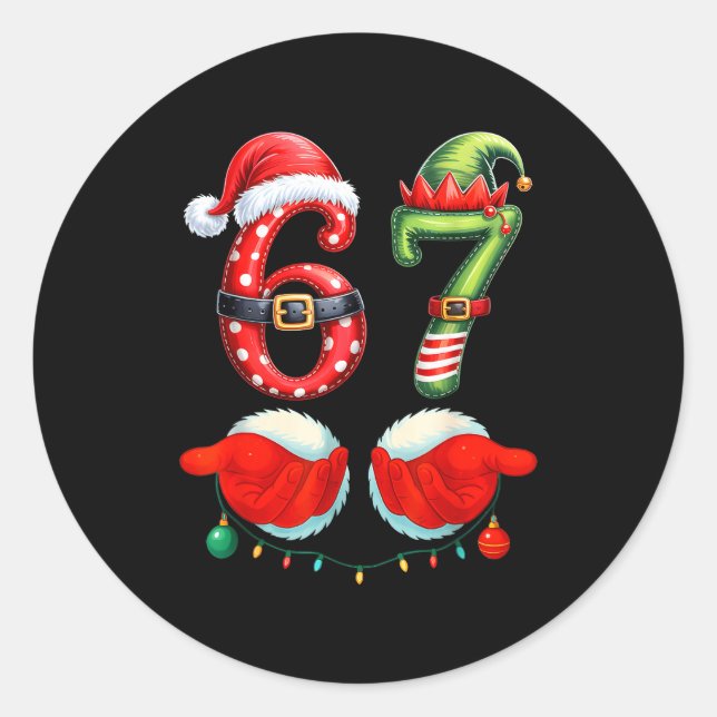 Funny 67 Christmas 6 7 Meme Pajamas Holiday Gen Al Classic Round Sticker (Front)