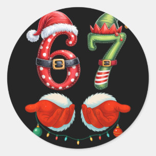 Funny 67 Christmas 6 7 Meme Pajamas Holiday Gen Al Classic Round Sticker