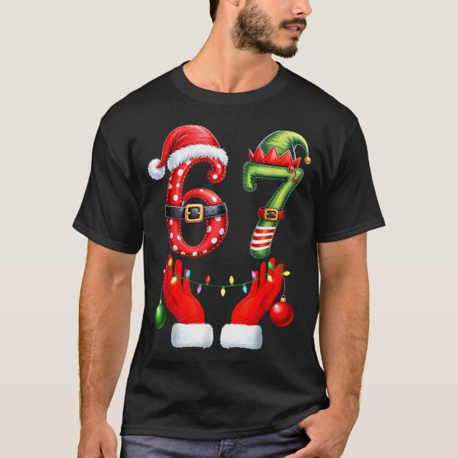 Funny 67 Christmas 6 7 Meme Pajamas Holiday Gen Al T-Shirt (Front)