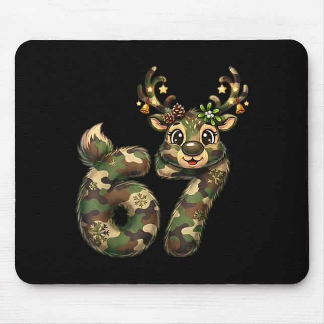 Funny 67 Christmas Holiday Camo Hunting Reindeer D Mouse Pad (Front)