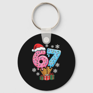 Funny 67 Christmas Meme Ice Cream 67 Key Ring