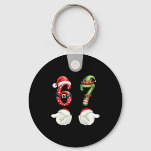 Funny 67 Christmas Pajamas Six Seven Meme 6 7 Elf Key Ring