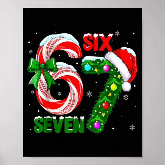 Funny 67 Christmas Shirts Boys Kids 6 7 Meme Pajam Poster (Front)