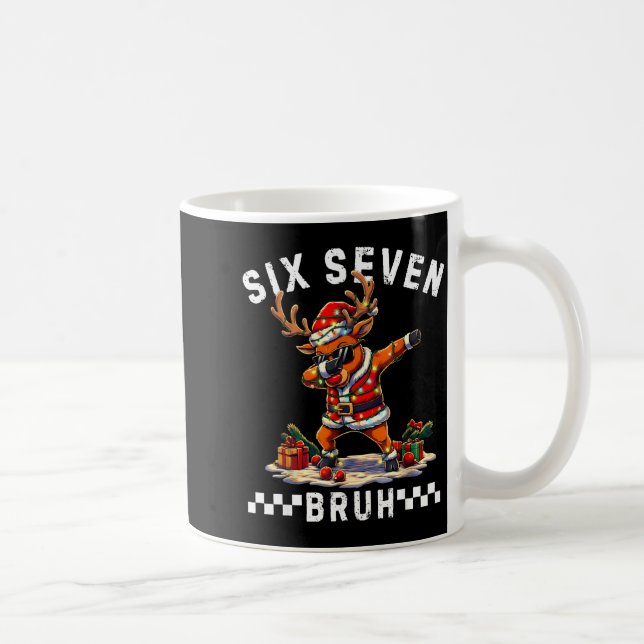Funny 67 Christmas Six Seven Meme Dabbing Reindeer Coffee Mug (Right)