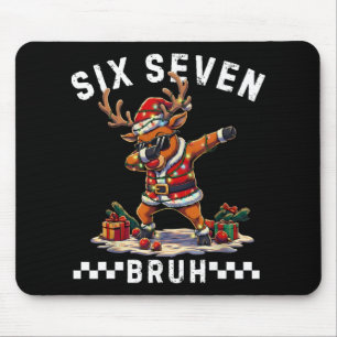Funny 67 Christmas Six Seven Meme Dabbing Reindeer Mouse Pad